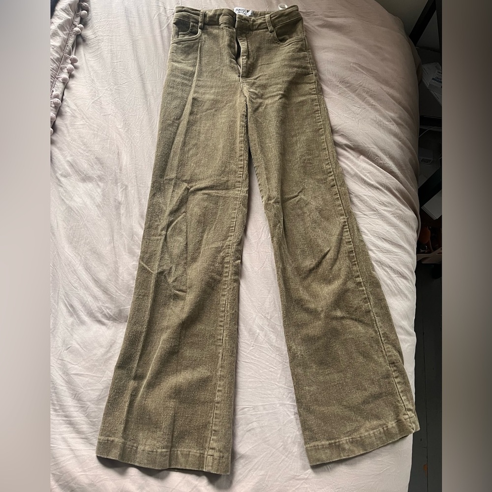 Princess Polly Green Corduroy Flare Pants